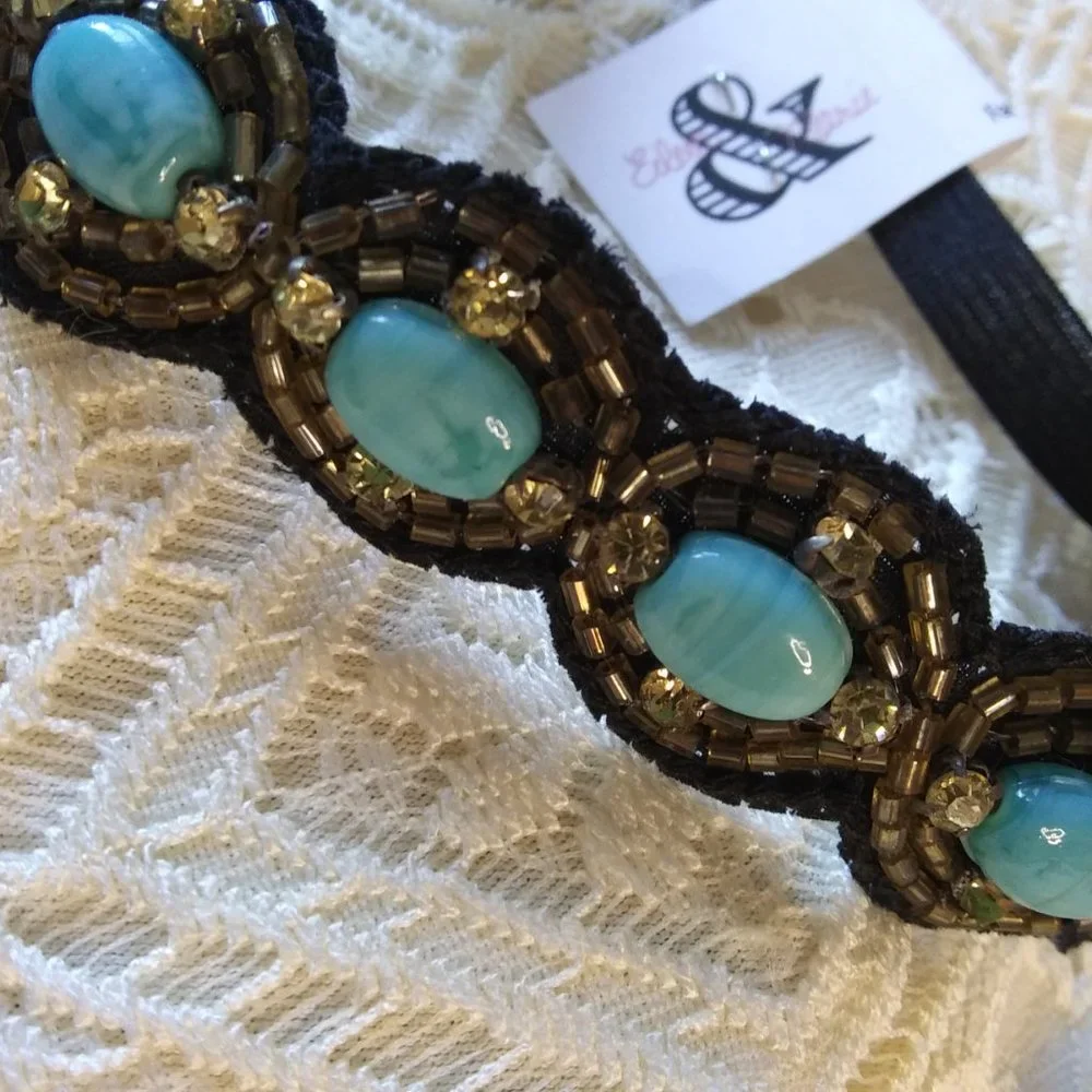 Southwestern Turquoise Embellished Headband Festival Boho Beads| New